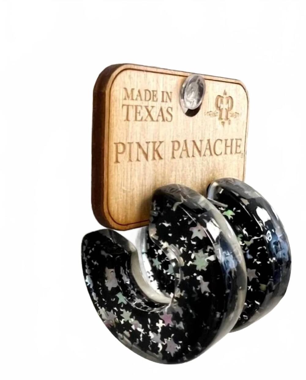 NEW PINK PANACHE women's confetti earrings in black